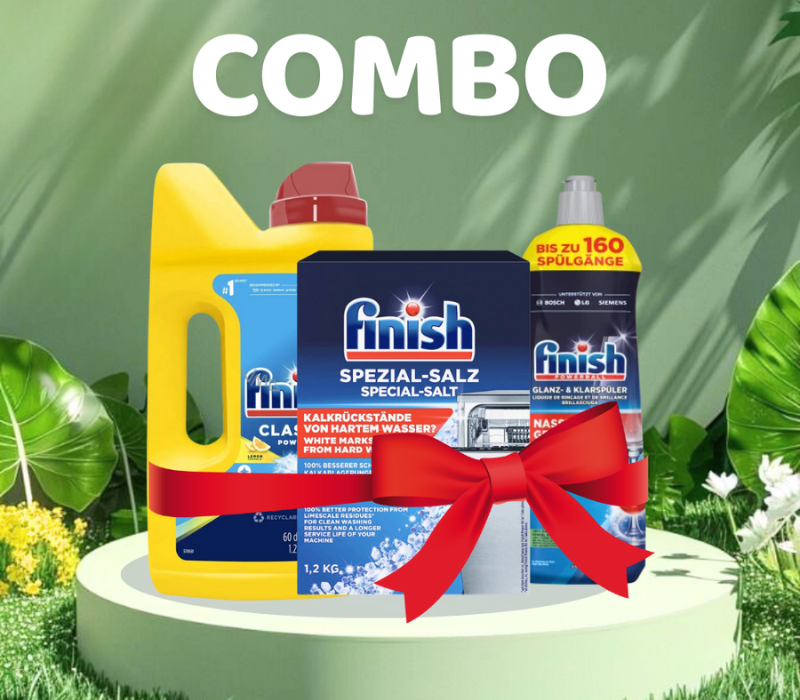 Combo Bột rửa bát 1.2kg + Muối 1.2kg + Nước Bóng 800ml