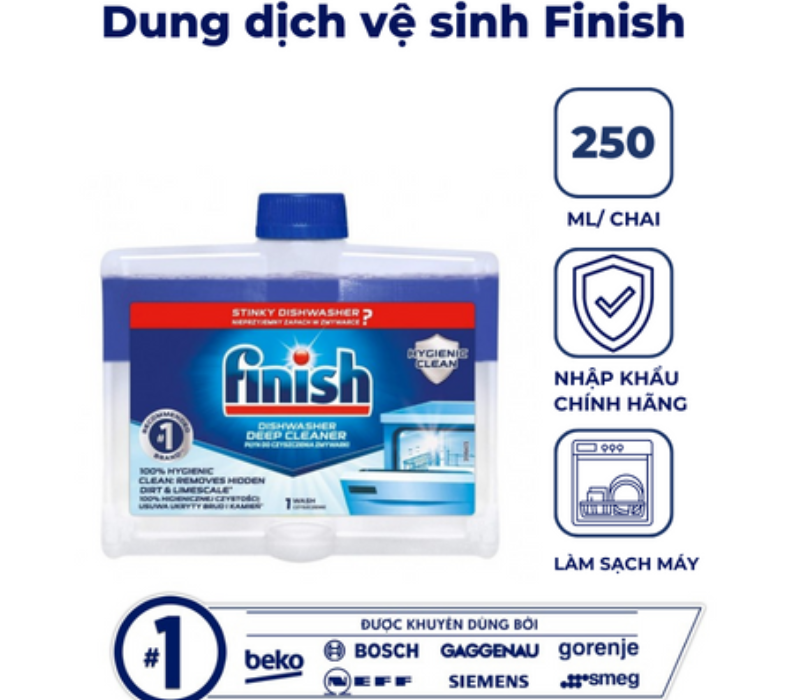 Dung dịch vệ sinh máy rửa bát Finish 250ml không mùi