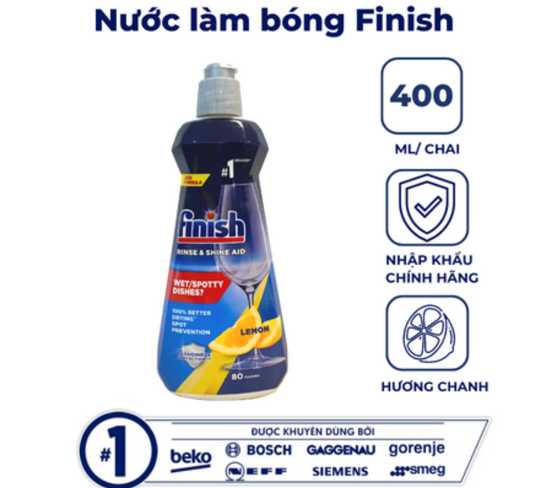 Nước làm bóng chén đĩa Finish 400ml hương Chanh