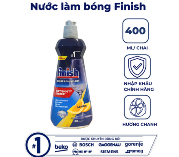 Nước làm bóng chén đĩa Finish 400ml hương Chanh